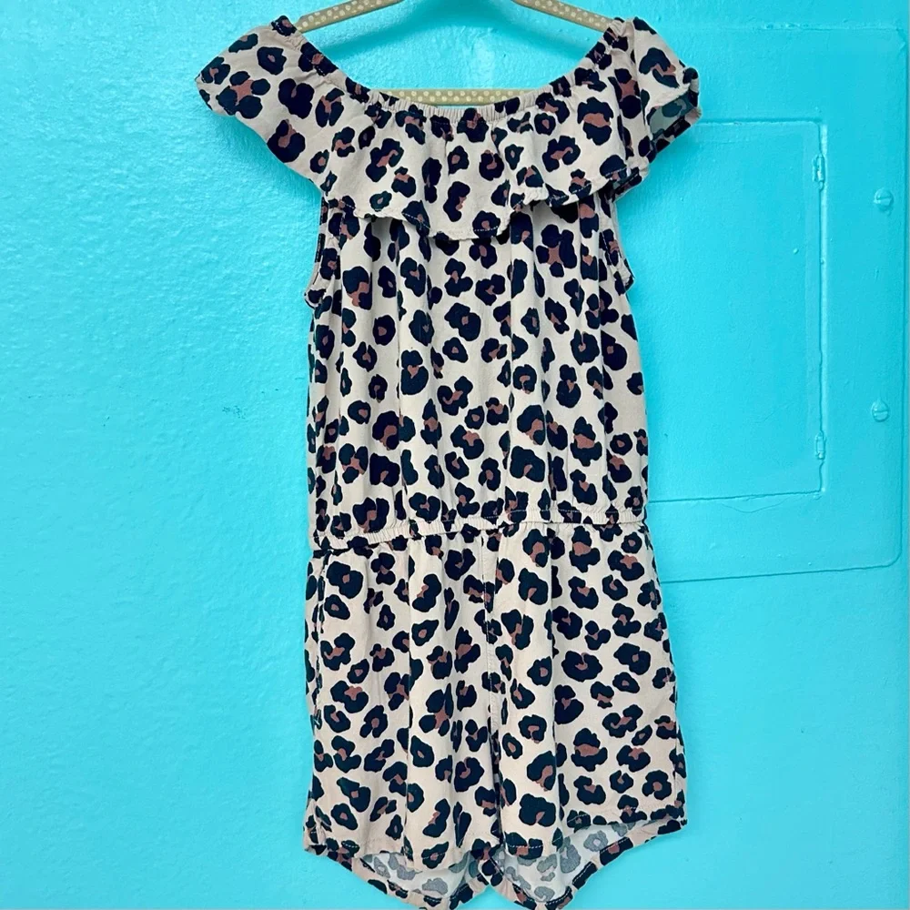 Girl's H&M Sleeveless Leopard Print Flounce Jumpsuit - Size 6-7